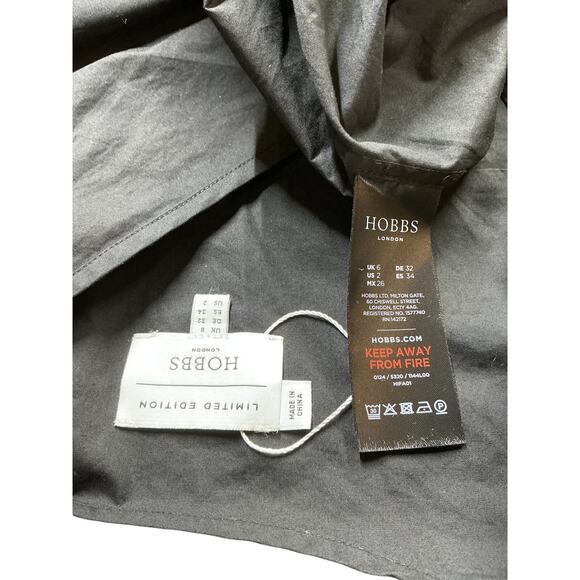 Hobbs London 'Meadley' Black Cotton Limited Midi Dress Size 2 - Picture 4 of 4